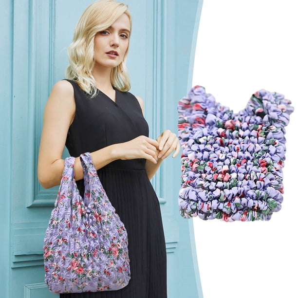 Bolsa de Compras Reutilizable de Gran Capacidad | Bolsa de supermercado plegable de gasa plisada | Diseño telescópico fuerte, ligero, soporta 5-10 kg | Bolso de hombro ecológico portátil