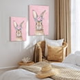 thumbnail image 2 of WFSposter Pink Easter Bunny Rabbit Canvas Wall Art Print, Easter Decor Bunny Nursery Girl Room Decor, Flower Animal Nursery Decor, Rabbit Wall Art for Nursery Girls Room Bedroom Kid's Room 11x14In, 2 of 7