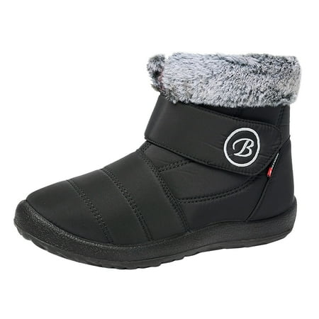 

nsendm Knee High Flat Boots for Women Women Shoes Warm Snow Boots Winter High Heeled Boots for Women Knee Length Black 7