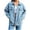 Light Blue, variant on Tqcoqu Women's Oversized Lapel Denim Jacket,Long Sleeve Button Down Classic Trucker Coat with Pockets,2026 Spring Fall Trendy Clothes,Light Blue Women's S-XXL