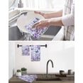 thumbnail image 5 of Purple Flowers Kitchen Dish Towels for Drying Dishes Set of 2, Butterfly Spring Floral Checkered Farmhouse Waffle Weave Microfiber Hand Tea Bathroom Towels Quick Dry & Absorbent Towel 15.7x23.6, 5 of 7