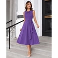 thumbnail image 4 of EASYBRA Women Sleeveless Tie Waist A Line Midi Work Dress Elegant Flowy Cocktail Party Dress with Pockets, 4 of 6