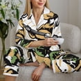 thumbnail image 6 of Salouo Cowboy Playing Guitar Pattern Women's Pajamas Set Long Sleeve Button Down Sleepwear Soft Pj Lounge Sets for women 2 Piece Pjs Set with Long Pants-Large, 6 of 7