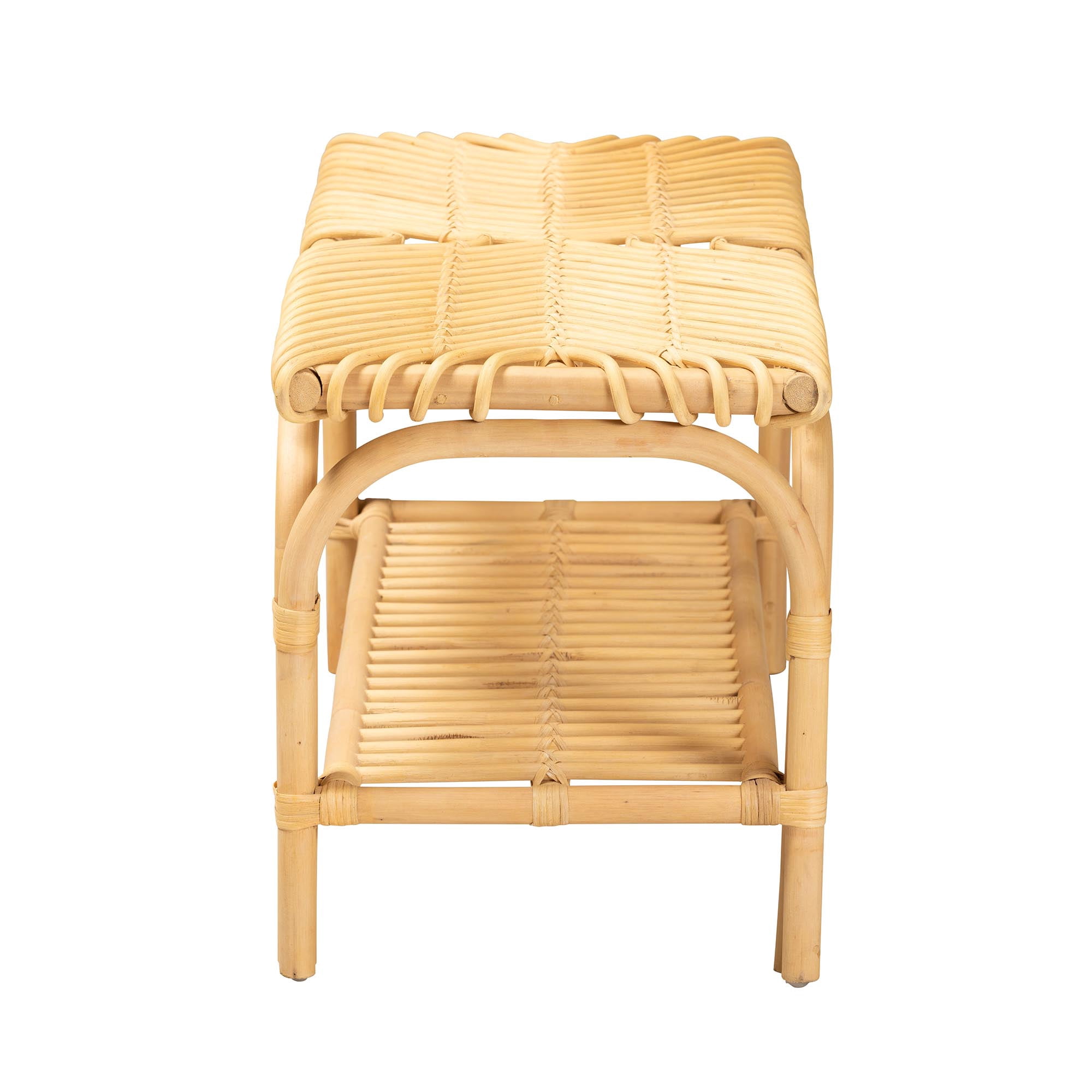 bali & pari Himari Rattan BOHO Bench, Natural Brown