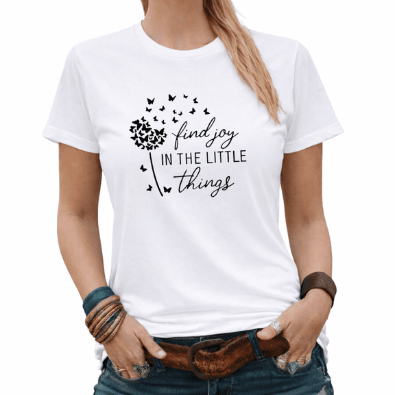 Giffimy Find Joy In The Little Things Womens Print Tshirt Graphic Tees White/Black S-5XL Tops