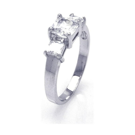 Rhodium Plated Sterling Silver 925 Clear Cubic Zirconia Past Present Future Ring White Female Size 5