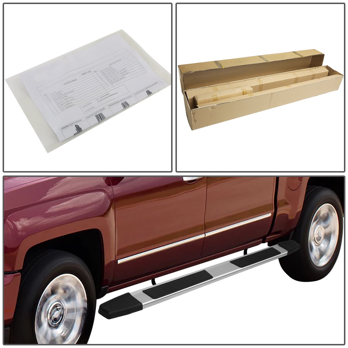 DNA Motoring 6" OD Flat Side Step Nerf Bars Running Boards for 15-22 Ford F150-F350 Super Crew Cab