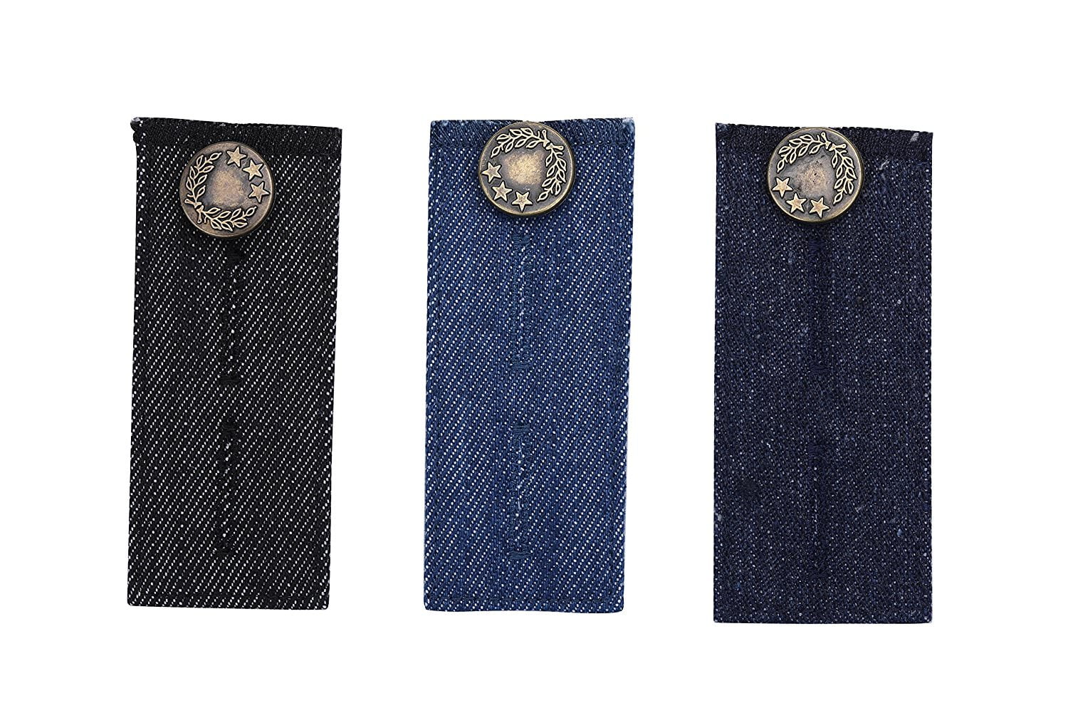 Waistband Extenders by Johnson & Smith | Button Extender for Pants | Denim  Material | Pack of 5 Shades | Premium Metal Buttons | 2 Button Holes 