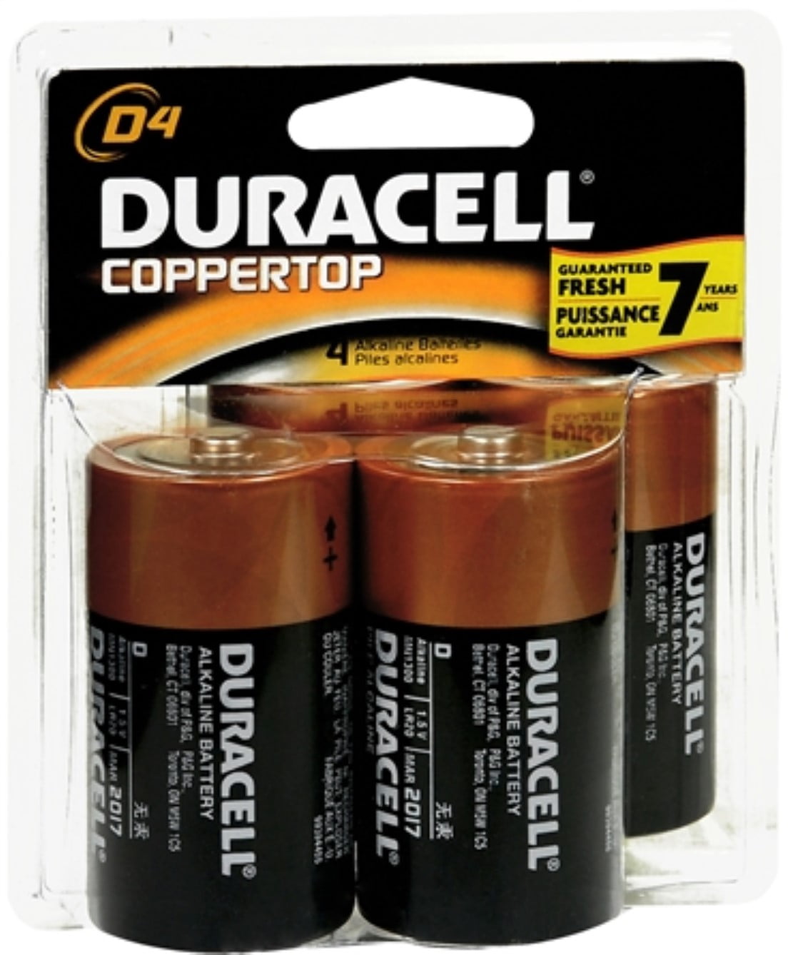 4 Pack Duracell Coppertop D Alkaline Batteries 1 5 Volt 4 Each
