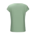 thumbnail image 4 of Craaazy Trendy Women's Loose Solid Color Crew Neck Casual Short Sleeve T-Shirt with Button Placket, Soft Top for Spring & Summer Gifts, 4 of 9