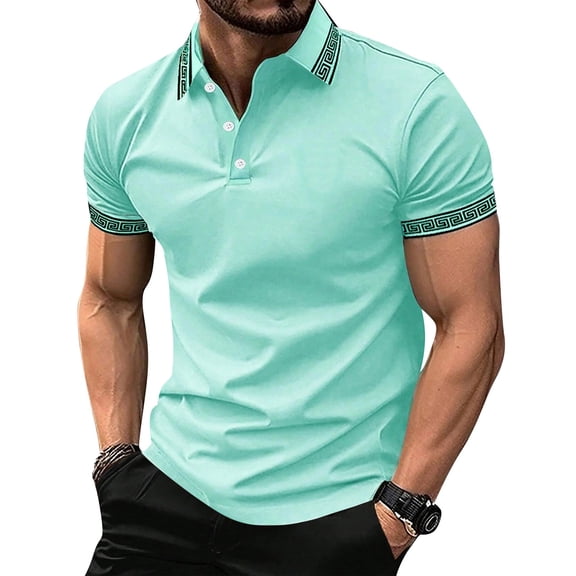 Men's Polo Shirts Short Sleeve Casual Solid Colors Summer Golf Tops 3 Buttons, 2XL