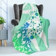 thumbnail image 4 of Floral Soft Flannel Fleece Blanket, Fashion Woman Girl Body with Flower Petal Leaves Modern Design Model Image, Cozy Plush for Indoor and Outdoor Use, 50" x 70", Turquoise Teal White, by Ambesonne, 4 of 5