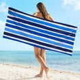 thumbnail image 6 of LACKUST Microfiber Beach Towel with Blue-White Stripes, Quick-Dry & Portable for Beach and Travel (70x150cm), 6 of 8