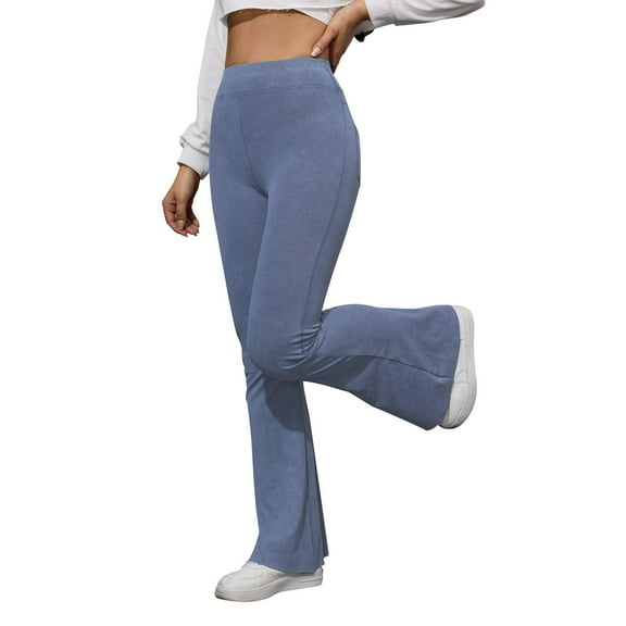Women's High Waist Lifting Wide Leg Pants with Pockets, Sand Washed Finish, Flattering Fit, Multiple Sizes