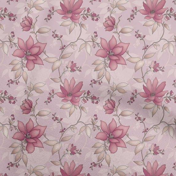 oneOone Cotton Poplin Pink Fabric Floral Retro Diy Clothing Quilting Fabric Print Fabric By Yard 56 Inch Wide