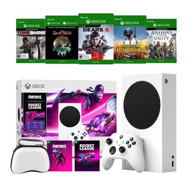 Paquete Xbox Series S Fortnite y Rocket League con 5 Juegos y Estuche Protector Mytrix