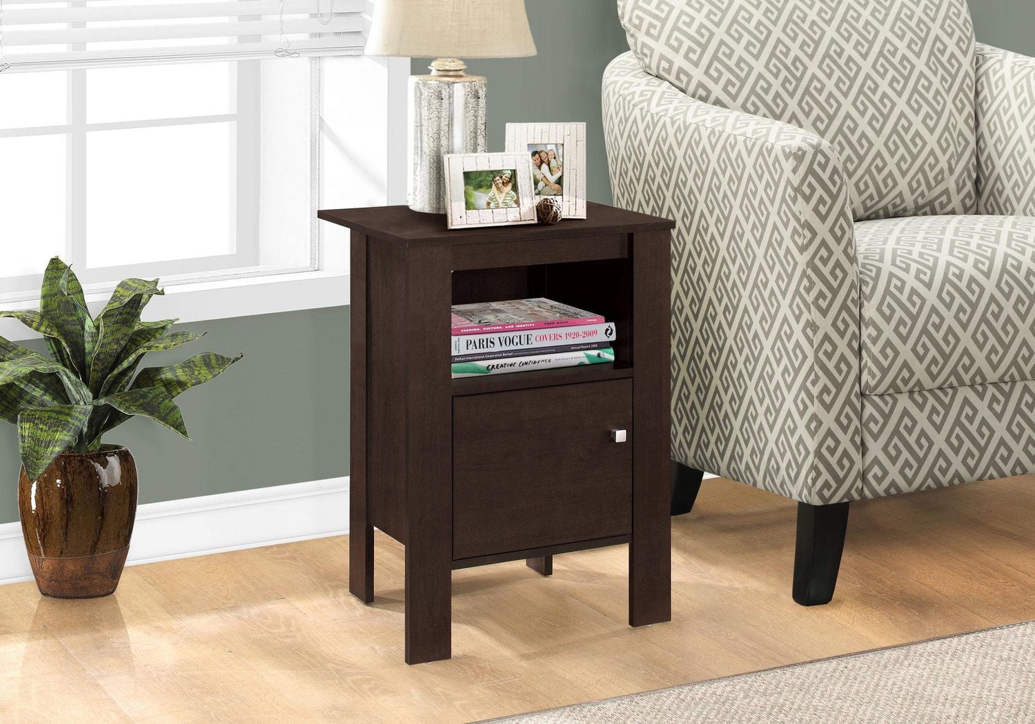 Monarch Specialties Accent Table, Side, End, Nightstand, Lamp, Storage, Living Room, Bedroom, Brown Laminate, Transitional