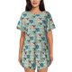 thumbnail image 1 of Fotbe Colorful Pugs Conjunto de Pijama Estampado para Mujer, 2 Piezas, Ropa de Dormir con Camiseta de Manga Corta y Shorts Suaves-Small, 1 of 6