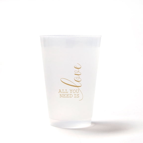 ForYourParty.com All You Need Is Love Frosted Party Cups - Gold