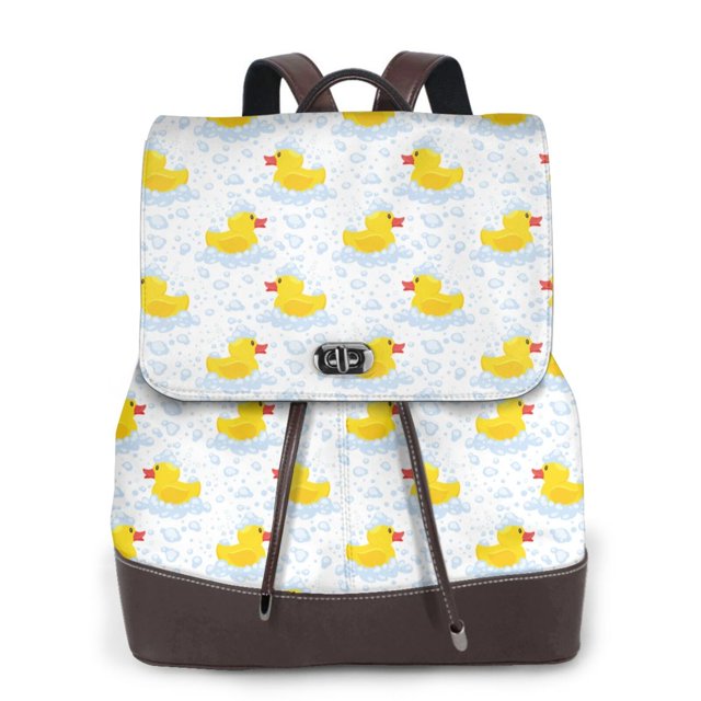 Disketp Yellow Rubber Duck Mochila de Cuero para Mujer, Bolso de Espalda Antirrobo con Estilo para Viaje, Trabajo y Uso Diario