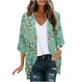 thumbnail image 2 of WXLWZYWL Women's Kimono Cardigan Loose Cover Up Casual Blouse Tops Floral Print 3/4 Sleeve Open Front Cardigans Lightweight Flowy, 2 of 5
