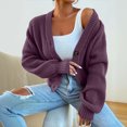 thumbnail image 5 of Purcolt Women's Chunky Knit Open Front Cardigan Sweaters V Neck Button Down Loose Short Cardigan Fall Outerwear Coats, 5 of 6
