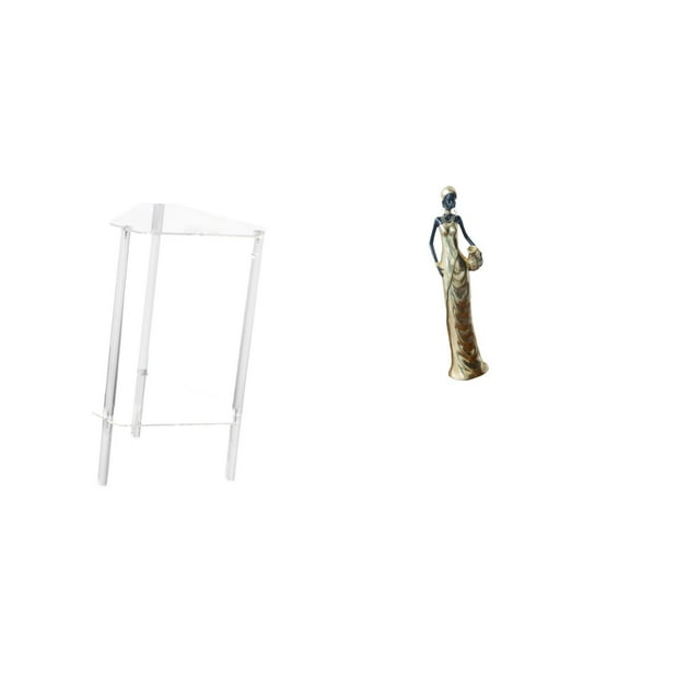 Mesita de noche,Mesa auxiliar de acrílico transparente,mesa auxiliar transparente de 2 niveles,Figura de escritorio,Artesanía de escritorio con figuras africanas coleccionables,Estatua de