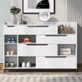 thumbnail image 4 of Churanty Shoe Storage Cabinet for Entryway with Drawers and Shelves, Modern Shoe Organizer Cabinet, Free Standing Shoe Rack for Hallway Living Room, White, 4 of 15
