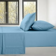Lux Decor Collection Bed Sheets - 4 Piece Queen Size Sheets, Brushed Microfiber 16 Deep Pocket Bedding Sheets & Pillowcases - Blue