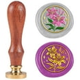 thumbnail image 2 of Lily Flower Wax Seal Plants Stamp Embossed Stamp Sealing Removable 1" Brass Wax Seal Stamp Head with Wooden Handle Sealing Wax for Wedding Invitations Greeting Card Party Envelopes Craft, 2 of 8