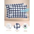 thumbnail image 2 of Navy Blue Plaid Check, Satin Pillowcase for Hair and Skin with Zipper, Soft Breathable Cooling Silk Pillow Cases, Geometrical Abstract Lattice Throw Pillow Covers Standard Size 20"x26" Set of 2, 2 of 6