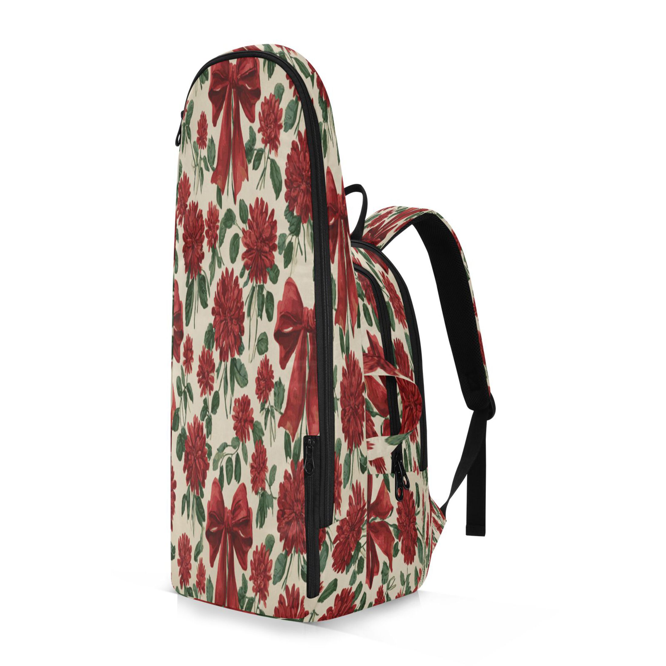 2 Racquet Holder Tennis Backpack Tennis Racket Covers Gym Bags Red Christmas Bows and Floral