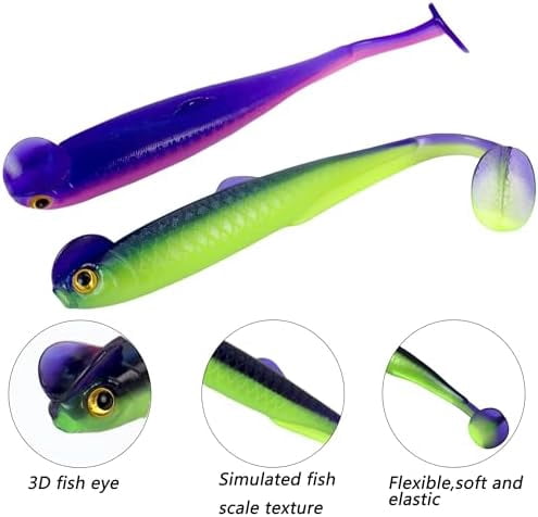 Fishing Soft Plastic Lures, Paddle Tail Swim Baits for Bass Fishing,Paddle Tail Swimbaits for for Bass Trout Walleye Lures, 30/50pcs Soft Plastic Baits with Box