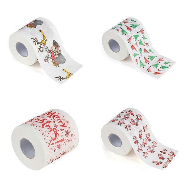 3 rollos de papel higiénico navideño para el hogar, papel higiénico para el baño de Papá Noel, color navideño 01