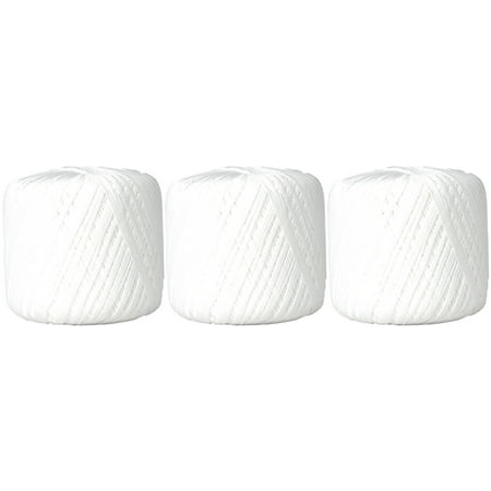 100% Pure Cotton Crochet Thread 3 Ball Value Pack - Size 10 - Color 1 - WHITE - 27 colors available