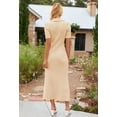 thumbnail image 4 of Merokeety Womens Summer Maxi Dress V Neck Slim Fit Knit Knit Sweater Dresses Apricot m, 4 of 6