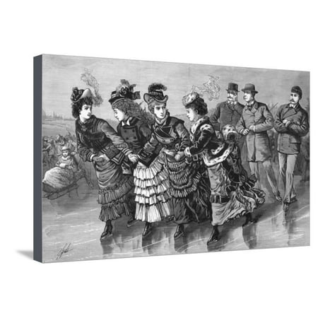 19Th-Century Print of Skaters in Central Park Stretched Canvas Print Wall