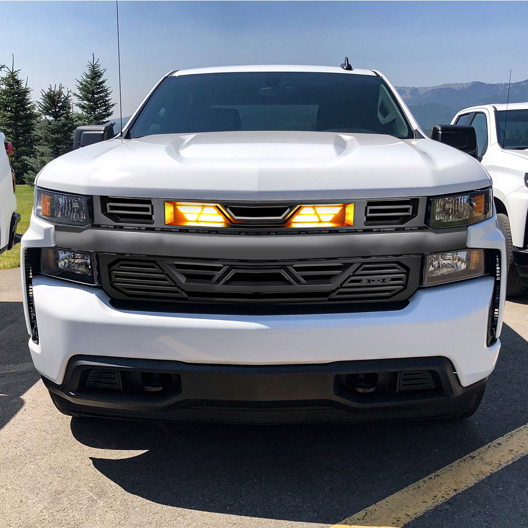 AMERICAN MODIFIED Grille w/LEDs for 19-21 Chevy Silverado 1500, Matte Black