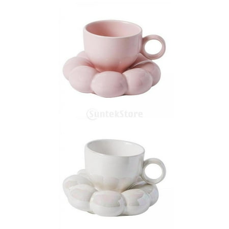 

Coffee Mug and Saucer Juice Water Drinks Exquisite Nonslip Simple Modern Smooth Rim for Drinking Latte Flower Tea Gift