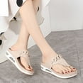 thumbnail image 5 of Fsqjgq Boho Sandals Women Slide Sandals Women Wedge Air Cushioned Thong Sandals Slippers Open Toe Sandals Summer Casual Women Roman Sandals Flip Clip Women Sandals Size 39 Beige, 5 of 8