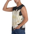 thumbnail image 3 of Lsque Golden Lotus Print Men's Cotton Blend Sleeveless Muscle Shirts (S-3XL)- Moisture Wicking, Odor Protection, UPF 30+,Large, 3 of 8