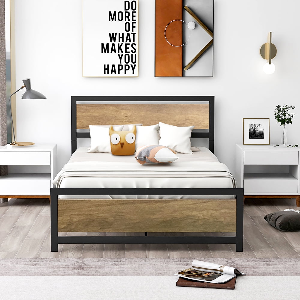 Metal Bed Frame Full Size Mattress Foundation Platform Furniture NEW 