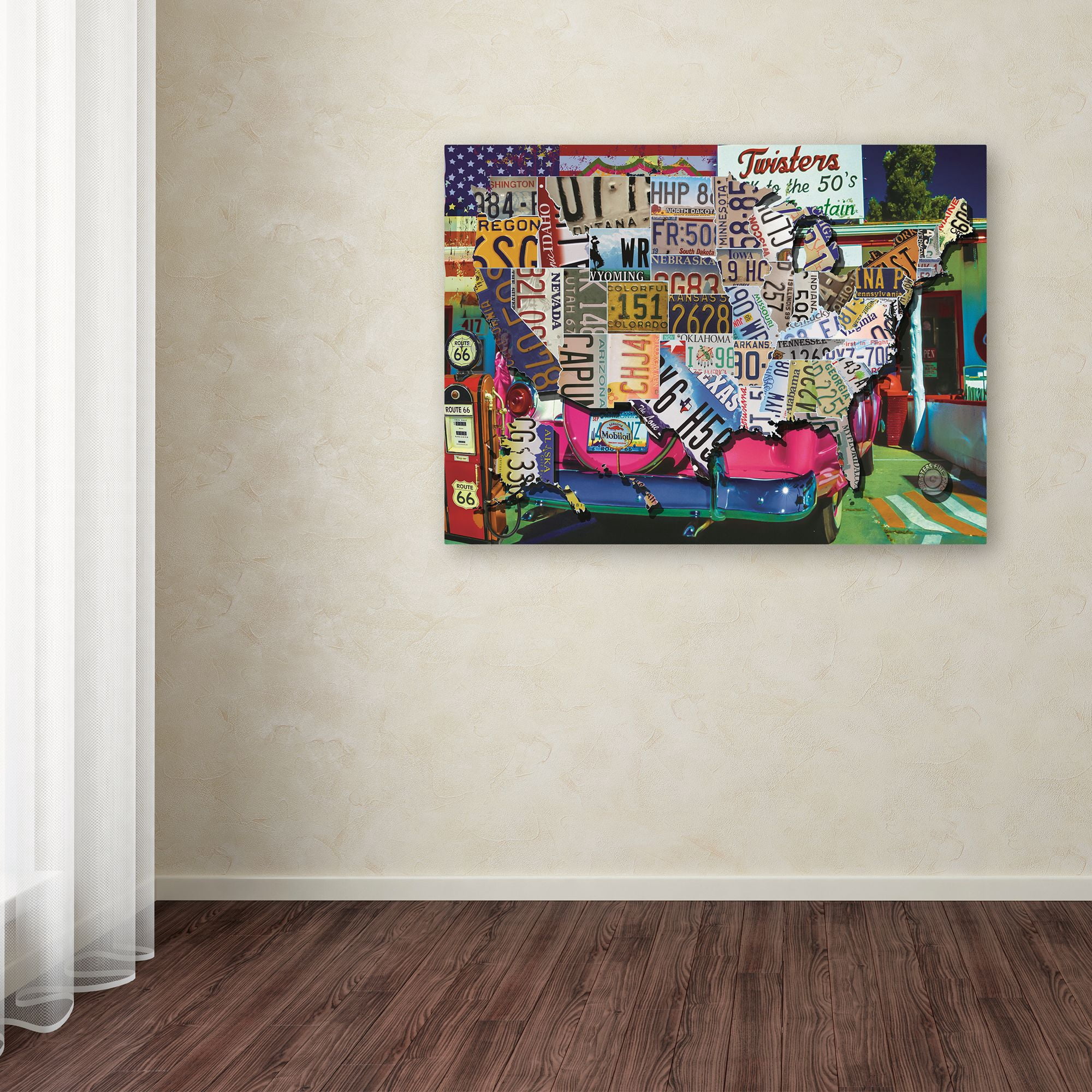 Trademark Fine Art 'USA License Plate Map Route 66' Canvas Art by Masters Fine Art