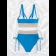 thumbnail image 4 of Bikini de Dos Piezas para Mujer, Cintura Alta, Cuello Halter, Traje de Baño Adelgazante, Azul , Talla M, 4 of 7