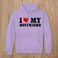 thumbnail image 3 of MDUKONU I Heart My Boyfriend Women's Hoodie I Love My Boyfriend Hoodie Valentine's Gift for Girlfriend Light Purple L, 3 of 4