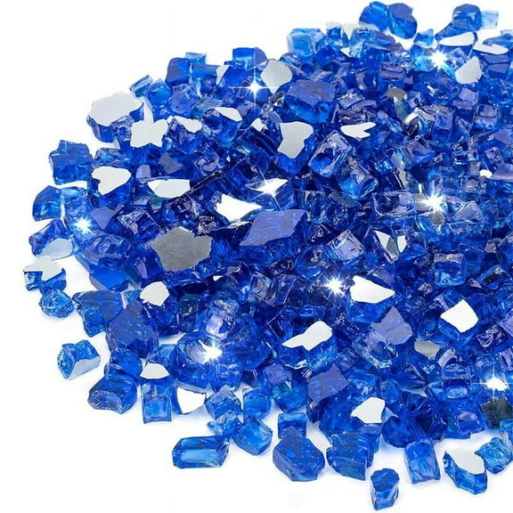 gas pro 1 LBS fire glass for propane fire pit, for fire pit table Reflective fireplace glass stone, 1-2 cm cobalt blue