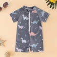 thumbnail image 2 of NIEWTR Toddler Baby Boy Short Sleeve Rashguard Sets Kids One Piece Swimsuit Bathing Suit UPF 50+ UV Zipper Swimwear(Grey,6-12 Months), 2 of 4