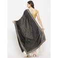 thumbnail image 4 of eloria Woman's Indian Ethnic Chunni, Silk blend Embroidered Black Dupatta, Stole, Scarf Shawl Wrap, 4 of 5