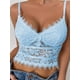 thumbnail image 4 of Top corto de encaje para mujer, cuello en V, tirantes finos, sin mangas, ajustado, camisola, 4 of 4