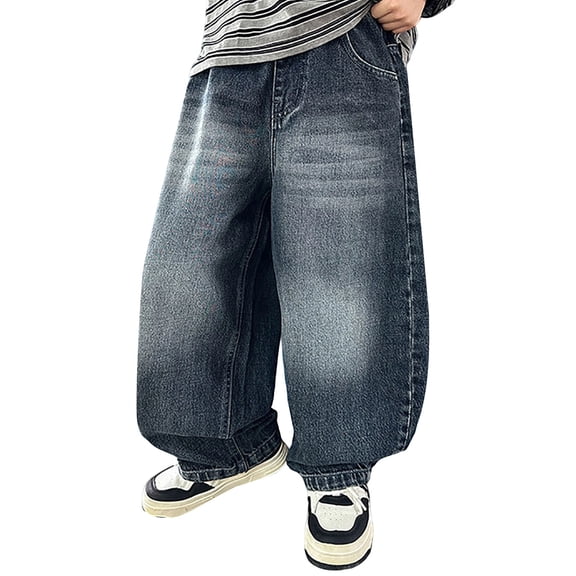 THJRPQJFD Jeans Low Rise Jeans Baggy Y2k Baggy Jeans Baby Pants 12-18 Months Clothes for Teen Boys Trendy Clothes Toddler Boy Clothes, Blue 11-12 Years